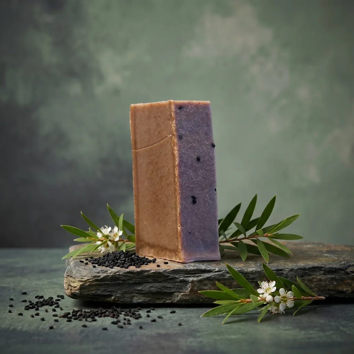 Savon saponifié à froid à la nigelle et arbre à thé