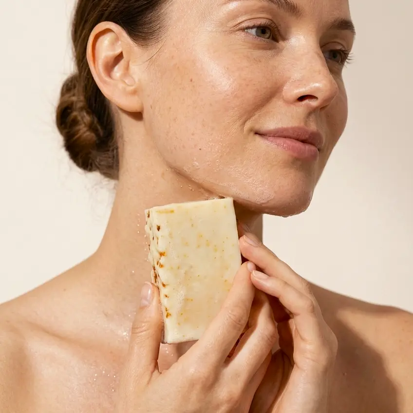 Savon Effet Bonne Mine certifié Bio, Carotte & Lait de Chèvre 2 Savon Surgras Lait de Chevre Carotte SAJ